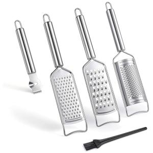 Stainless Steel Cheese Grater Set with Peeler & Slicer