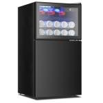 Compact Double Door Mini Fridge with Freezer