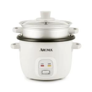 Aroma 2-Cup Rice Cooker and Steamer, White