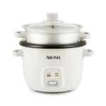 Aroma 2-Cup Rice Cooker and Steamer, White