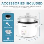 Aroma 2-Cup Rice Cooker and Steamer, White