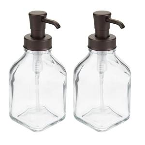 mDesign Square Glass Soap Dispenser Pump - 2 Pack