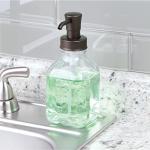 mDesign Square Glass Soap Dispenser Pump - 2 Pack