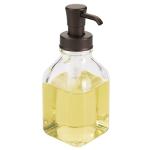 mDesign Square Glass Soap Dispenser Pump - 2 Pack
