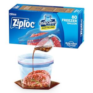 Ziploc Gallon Freezer Bags, 80 Count, Easy Fill