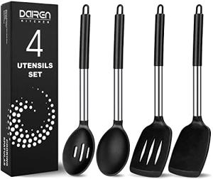 4-Piece Silicone and Stainless Steel Cooking Utensils Set