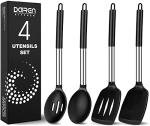 4-Piece Silicone and Stainless Steel Cooking Utensils Set