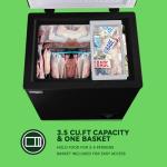 Compact Black Chest Freezer with Adjustable Thermostat