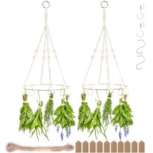 Herb Drying Rack Set with Golden Hooks