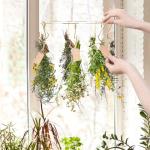 Herb Drying Rack Set with Golden Hooks