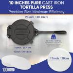 10-Inch Cast Iron Tortilla Press with Oil Paper