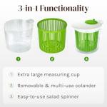 Compact Salad Spinner with Measuring Cup Bowl