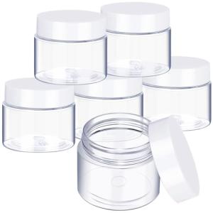 Satinior 6 Pack Reusable 1 oz Plastic Jars