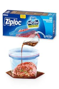 Ziploc Gallon Freezer Bags, Stand-Up Design, 60 Count