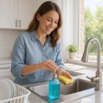 Sky Blue Refillable Glass Soap Dispenser with Pump