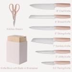 CAROTE 9-Piece Pink Knife Set with Sharpener