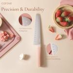 CAROTE 9-Piece Pink Knife Set with Sharpener