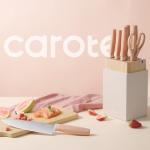 CAROTE 9-Piece Pink Knife Set with Sharpener
