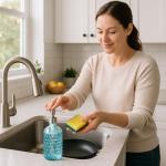 Sky Blue Refillable Glass Soap Dispenser with Pump