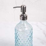 Sky Blue Refillable Glass Soap Dispenser with Pump