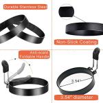 COTEY 3.5" Egg Rings Set with Silicone Handle