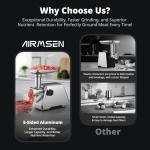 AIRMSEN Electric Meat Grinder – Stainless Steel Sausage Maker