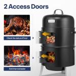 VIVOHOME 3-in-1 Vertical Charcoal Smoker Grill
