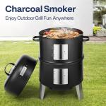 VIVOHOME 3-in-1 Vertical Charcoal Smoker Grill