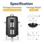 VIVOHOME 3-in-1 Vertical Charcoal Smoker Grill