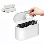 SUBEKYU Mini Trash Can with Lid, White