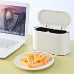 SUBEKYU Mini Trash Can with Lid, White