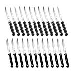 24-Piece Black Serrated Steak Knives Set