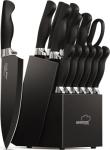 Amorston 15-Piece Kitchen Knife Set with Block