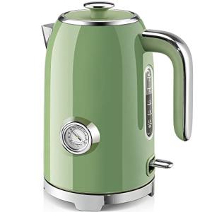 SUSTEAS Retro Green Electric Kettle with Thermometer