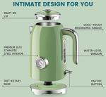 SUSTEAS Retro Green Electric Kettle with Thermometer