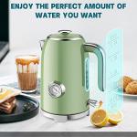 SUSTEAS Retro Green Electric Kettle with Thermometer