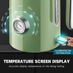SUSTEAS Retro Green Electric Kettle with Thermometer