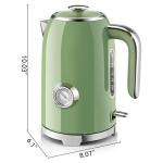 SUSTEAS Retro Green Electric Kettle with Thermometer