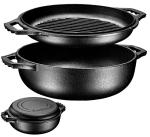 Bruntmor 2-in-1 Cast Iron Dutch Oven and Grill Pan