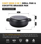 Bruntmor 2-in-1 Cast Iron Dutch Oven and Grill Pan