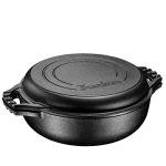 Bruntmor 2-in-1 Cast Iron Dutch Oven and Grill Pan