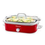 Elite Gourmet 3.5Qt Casserole Slow Cooker, Red
