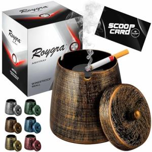 Roygra Smokeless Outdoor Ashtray with Lid