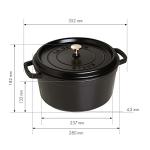 STAUB 7qt Round Cast Iron Dutch Oven - Black