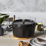 STAUB 7qt Round Cast Iron Dutch Oven - Black