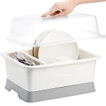 Plastic Dish Drying Rack with Drainboard and Cover