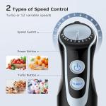 FRESKO 500W Immersion Hand Blender with 12 Speeds