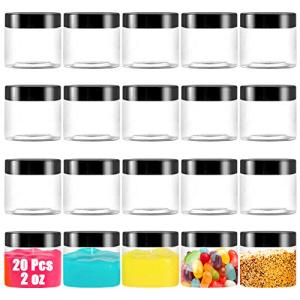 20 Pack Clear Plastic Storage Jars with Lids
