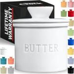 PriorityChef Ceramic Butter Crock with Lid, White
