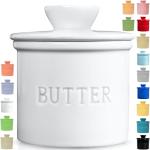 PriorityChef Ceramic Butter Crock with Lid, White